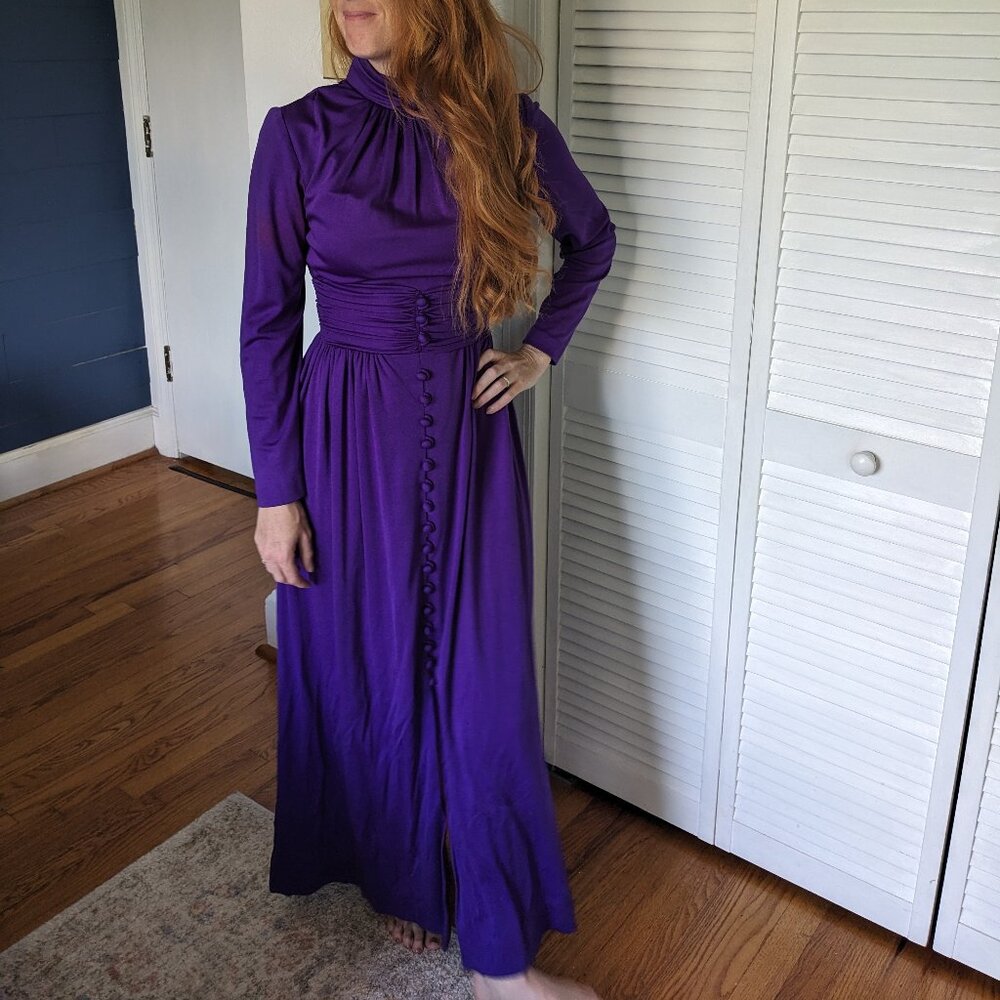 50-70s Vintage Floor Length Purple Dress